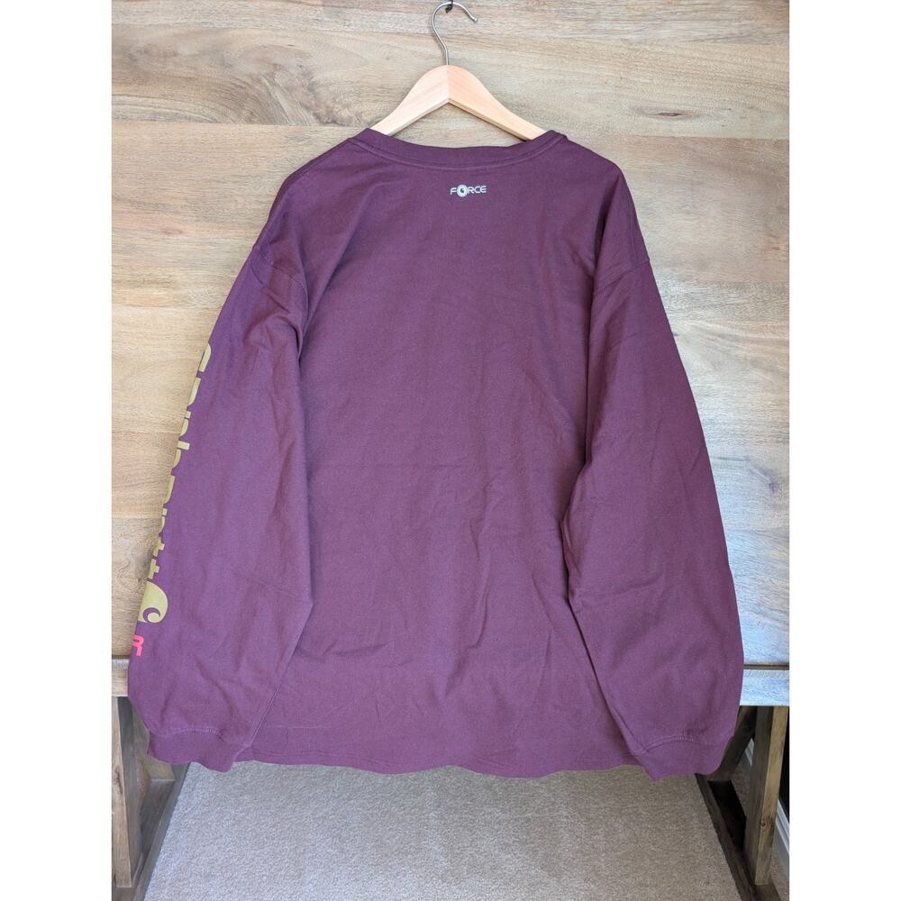 Carhartt Graphic T-Shirt Mens 2XL Maroon Flame Resistant Loose Long Sleeve NWT - Picture 2 of 5